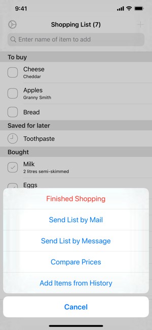 Easy Shopping List